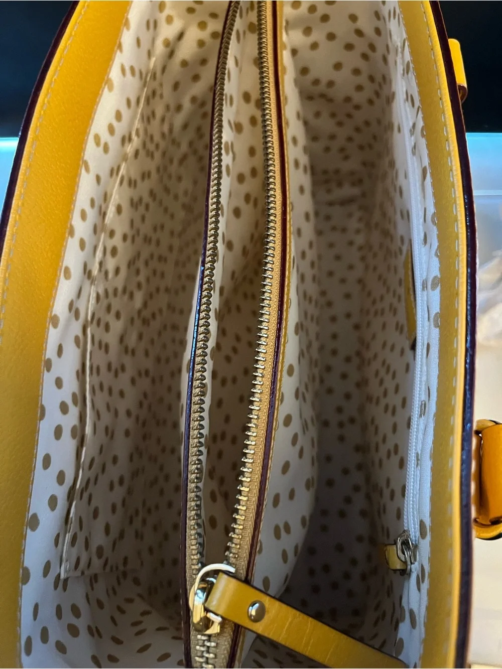 kate spade Yellow Leather Tote with Gold Plaque